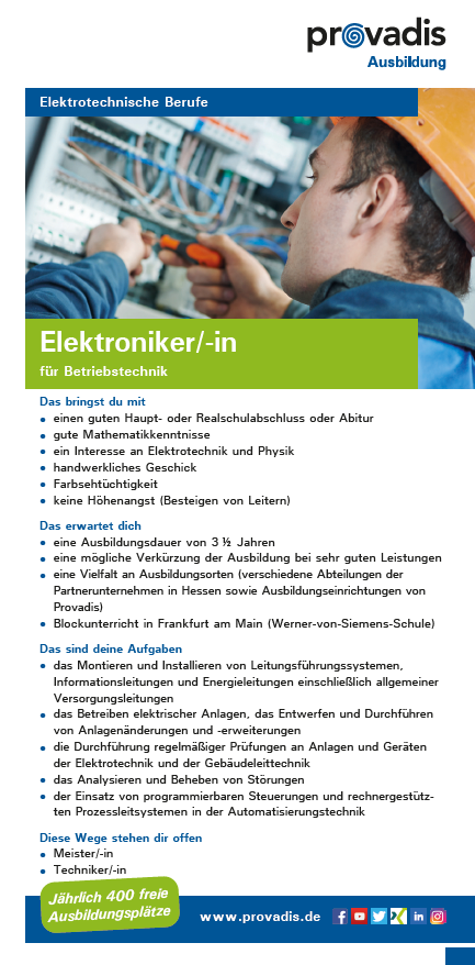 Ausbildung Elektroniker Einsatzgebiet Betriebstechnik (m/w/d) Ausbildung Elektroniker für Betriebstechnik
