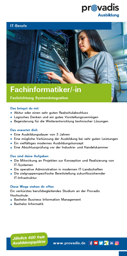 Flyer Fachinformatik Systemintegration Flyer Fachinformatik Systemintegration